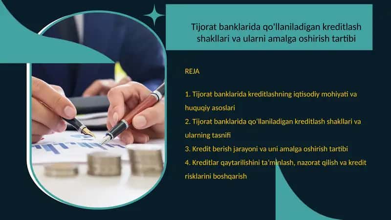 Tijorat banklarida qo'llaniladigan kreditlash shakllari va ularni amalga oshirish tartibi 1