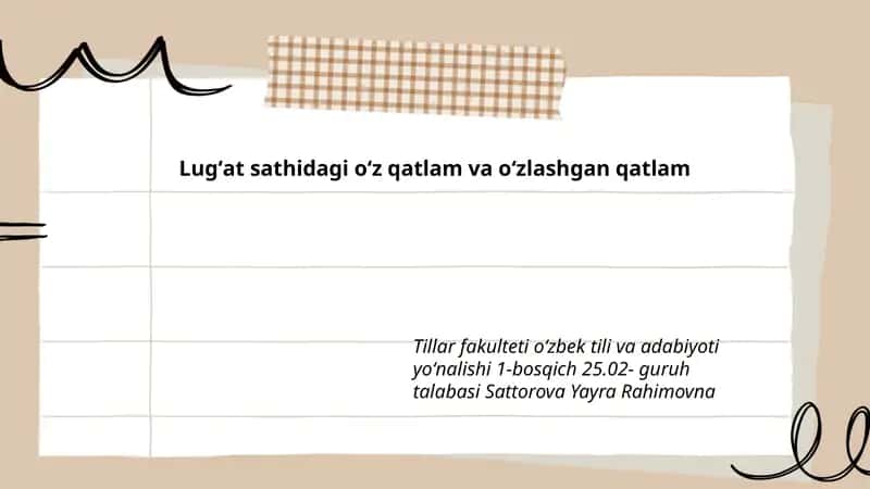 Oʻz qatlam va oʻzlashgan qatlam 1