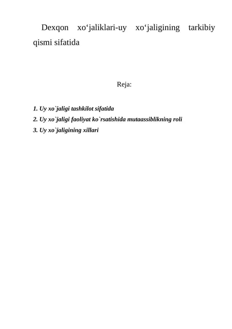 Uy xo‘jaligi faoliyati 1