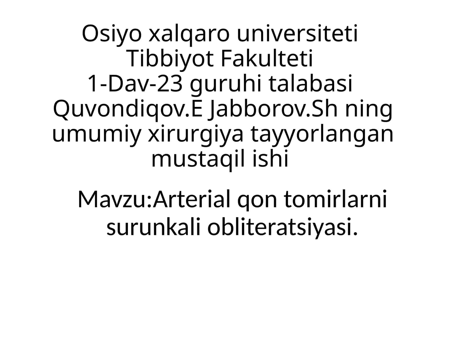 Arterial qon tomirlarni surunkali obliteratsiyasi 1