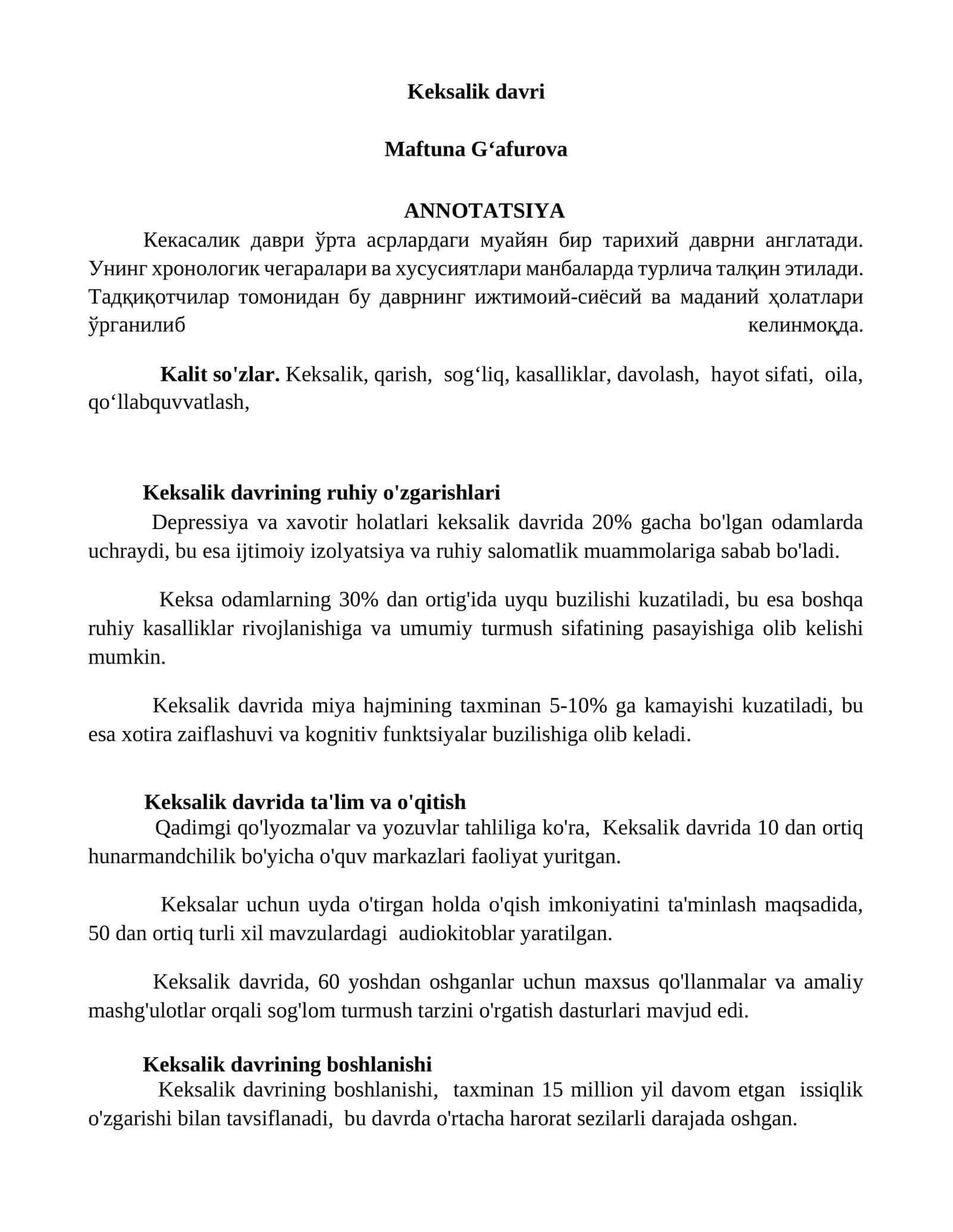 Keksalik davri 1
