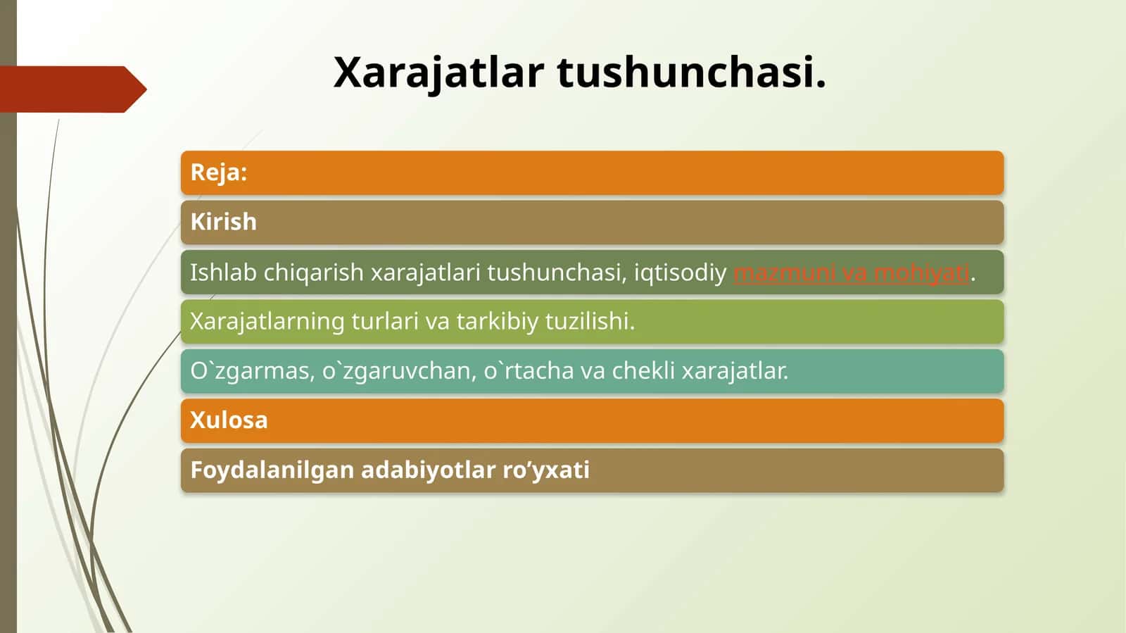 Xarajatlar tushunchasi 1