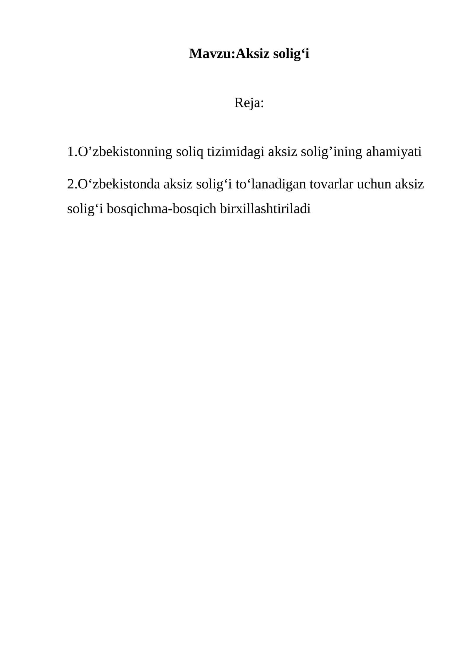 Aksiz soligʻi 1
