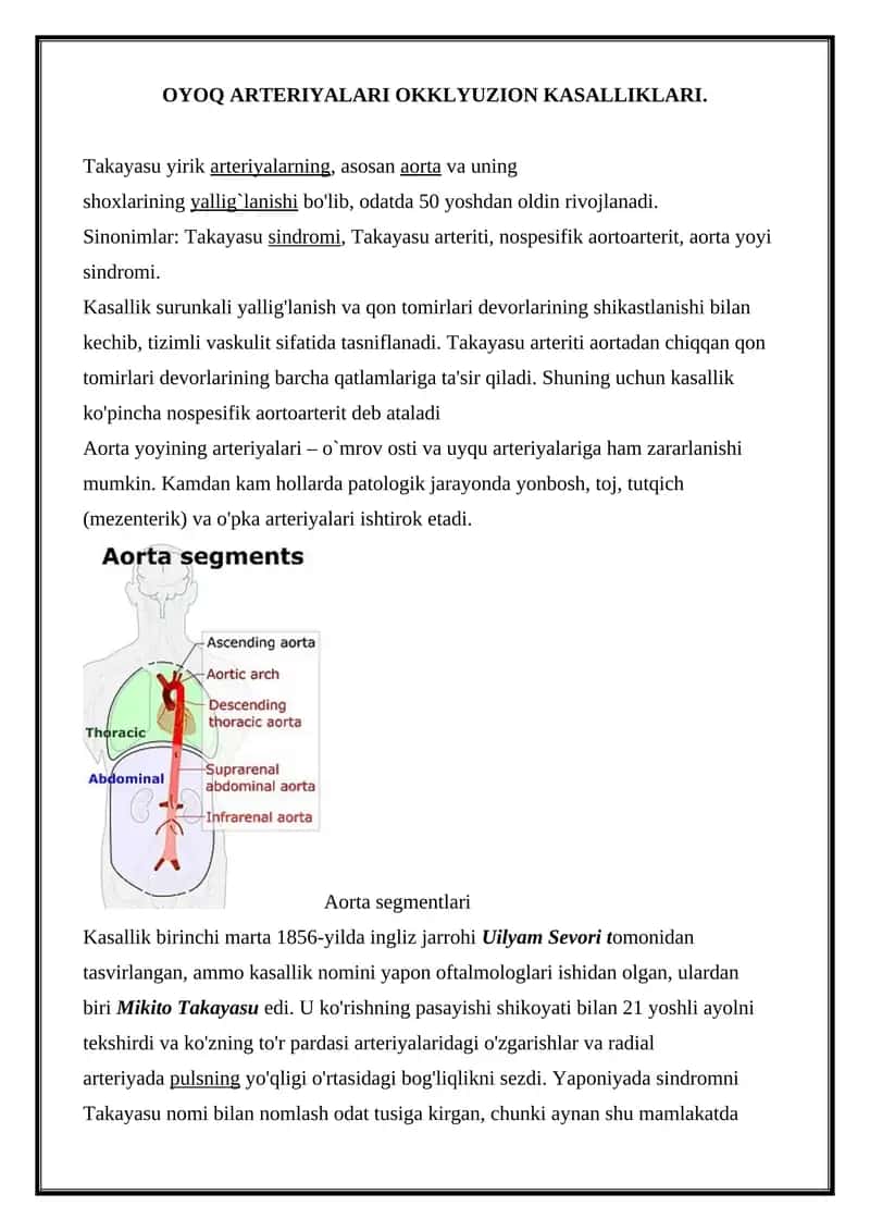 OYOQ ARTERIYALARI OKKLYUZION KASALLIKLARI 1