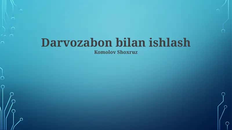 Darvozabon bilan ishlash 1