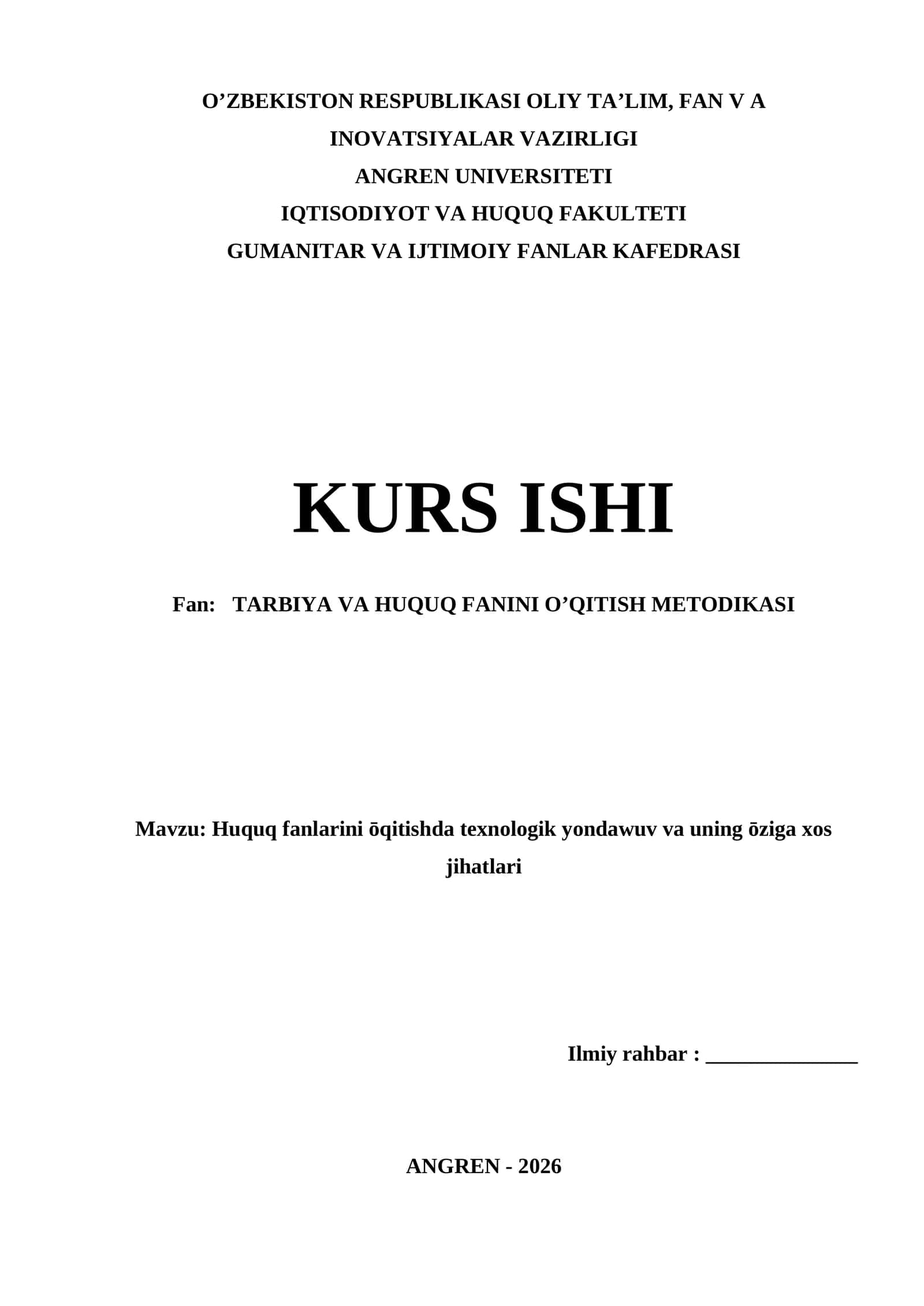 Huquq fanlarini ōqitishda texnologik yondawuv va uning ōziga xos jihatlari 1