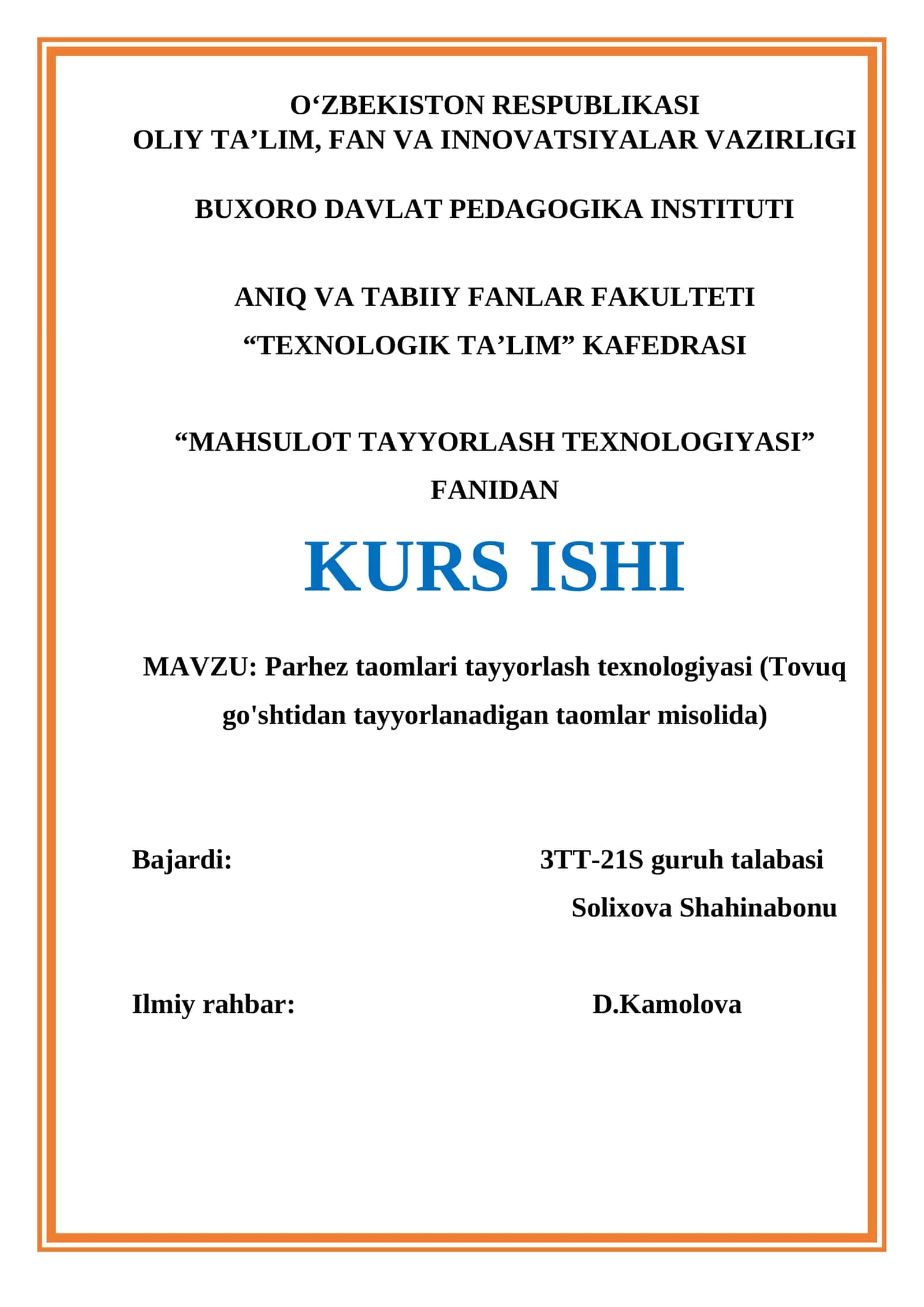 Parhez taomlari tayyorlash texnologiyasi 1