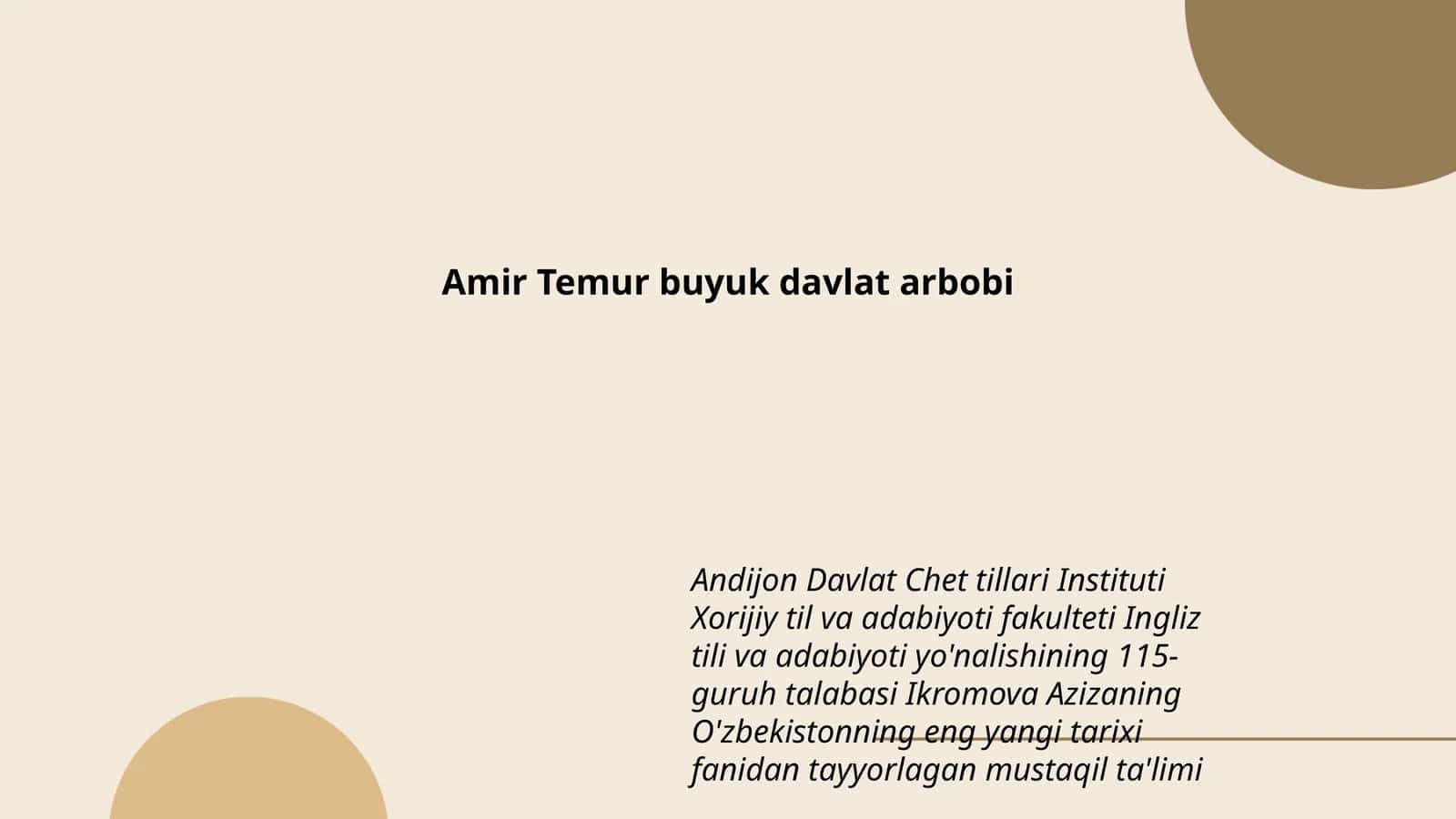 O'zbekistonning eng yangi tarixi fani 1