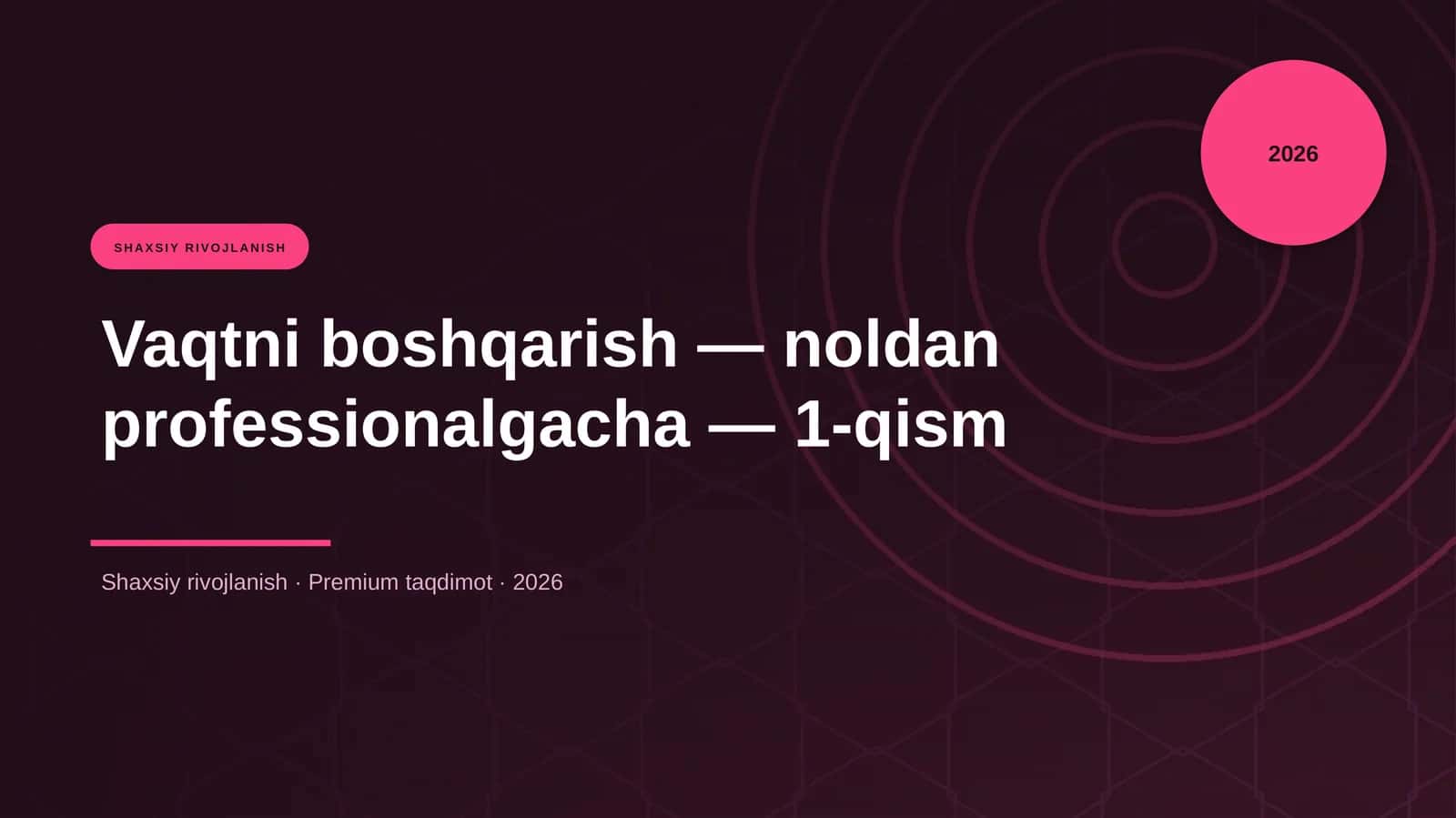 Vaqtni boshqarish — noldan professionalgacha — 1-qism 1