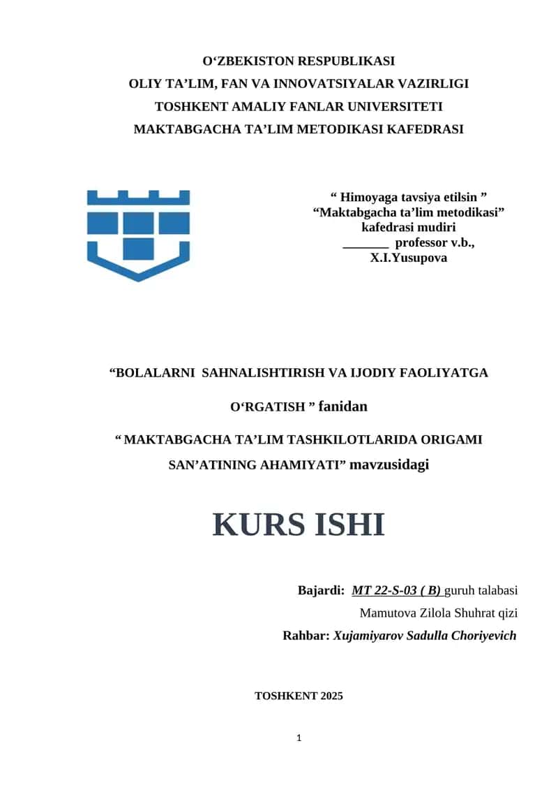 MAKTABGACHA TA’LIM TASHKILOTLARIDA ORIGAMI SAN’ATINING AHAMIYAT 1