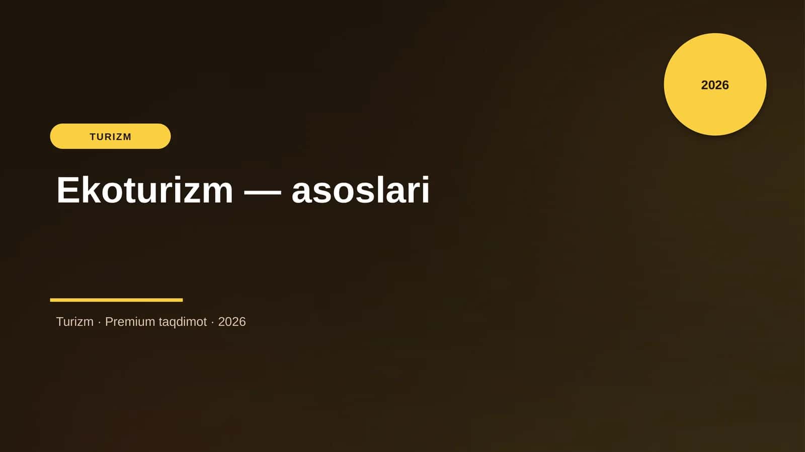 Ekoturizm — asoslari 1