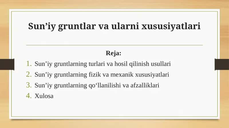 Sun’iy gruntlar va ularning xususiyatlari 1