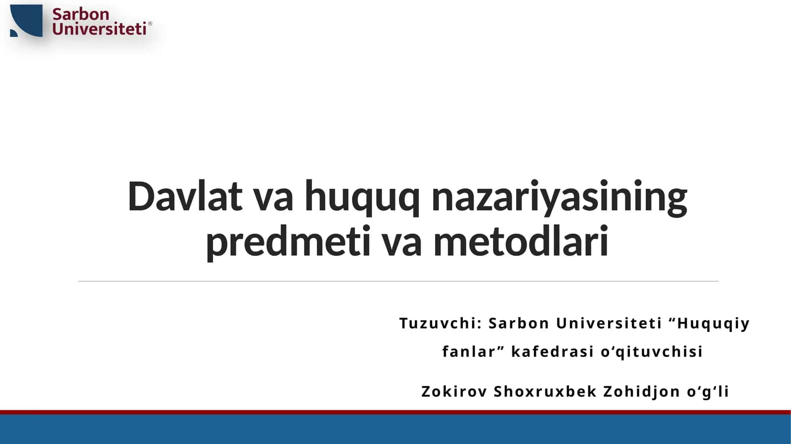 Davlat va huquq nazariyasining predmeti va metodlari 1