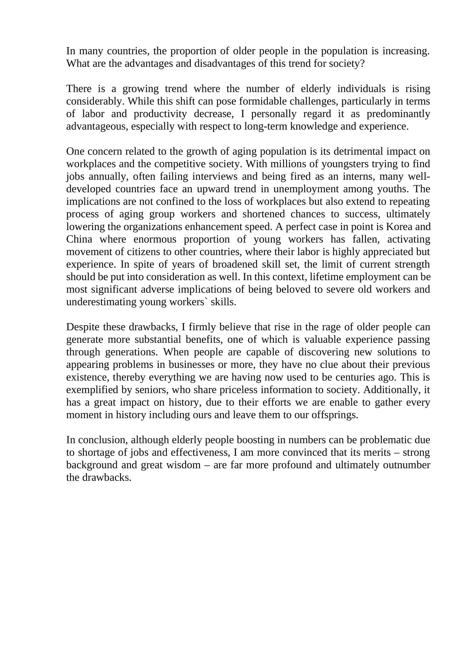 Advantages and Disadvantages of Increasing Aging Population 1