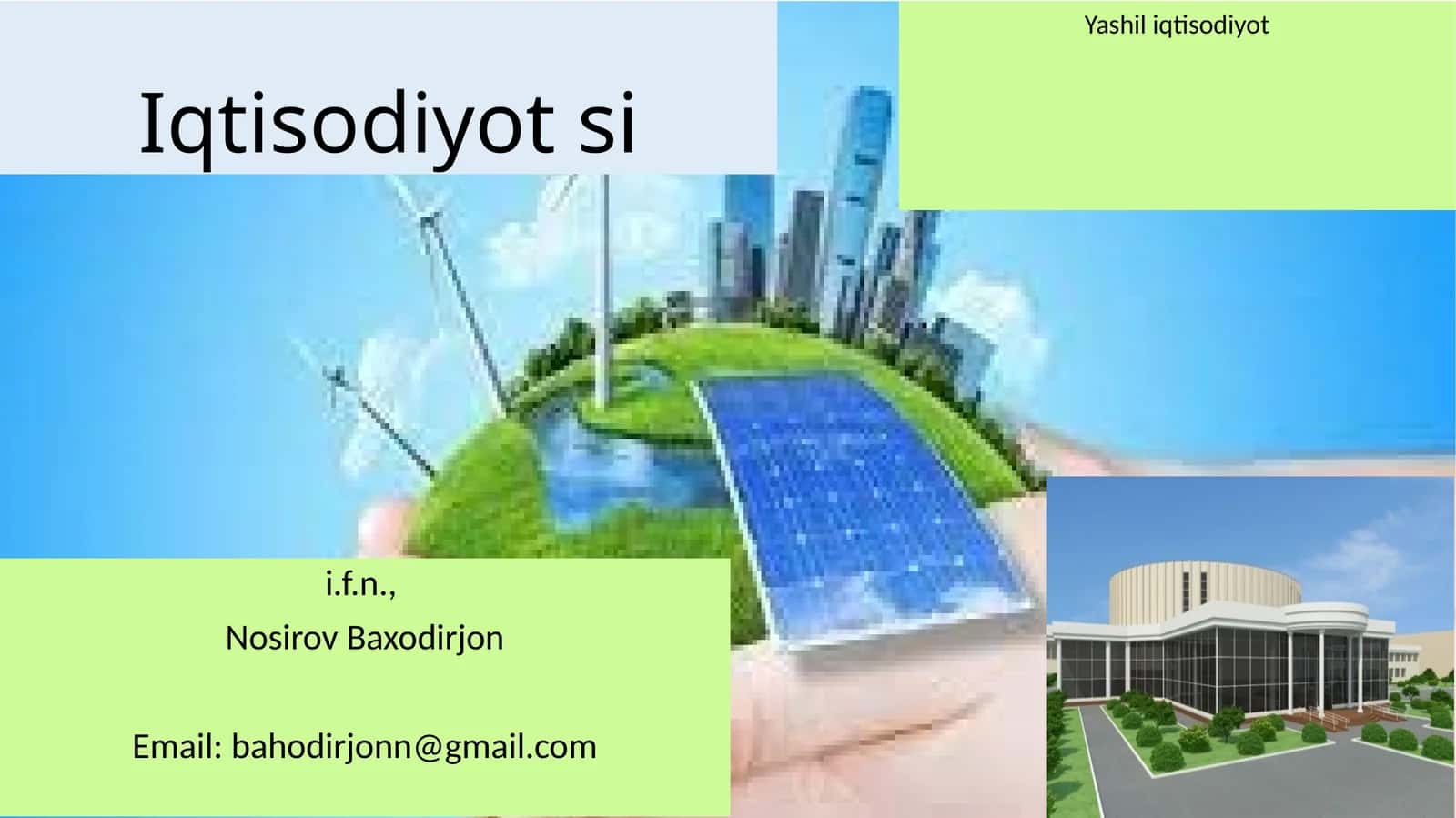 Yashil iqtisodiyot 1