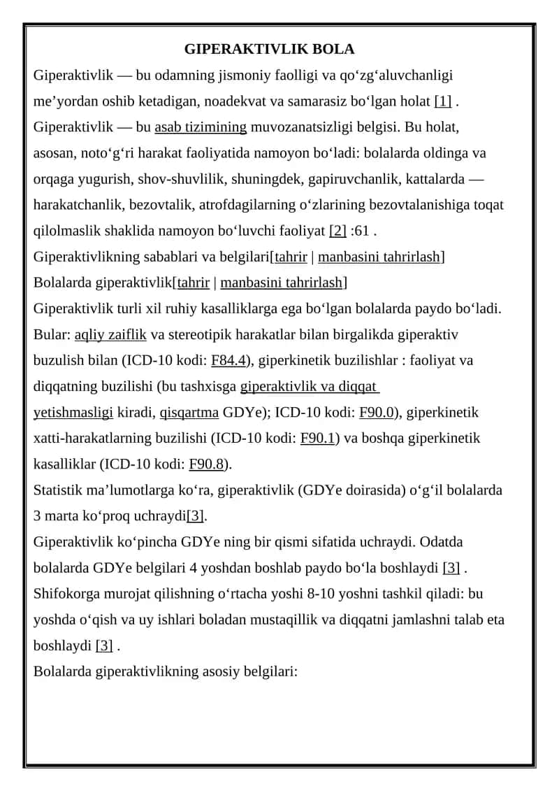 GIPERAKTIVLIK BOLA 1