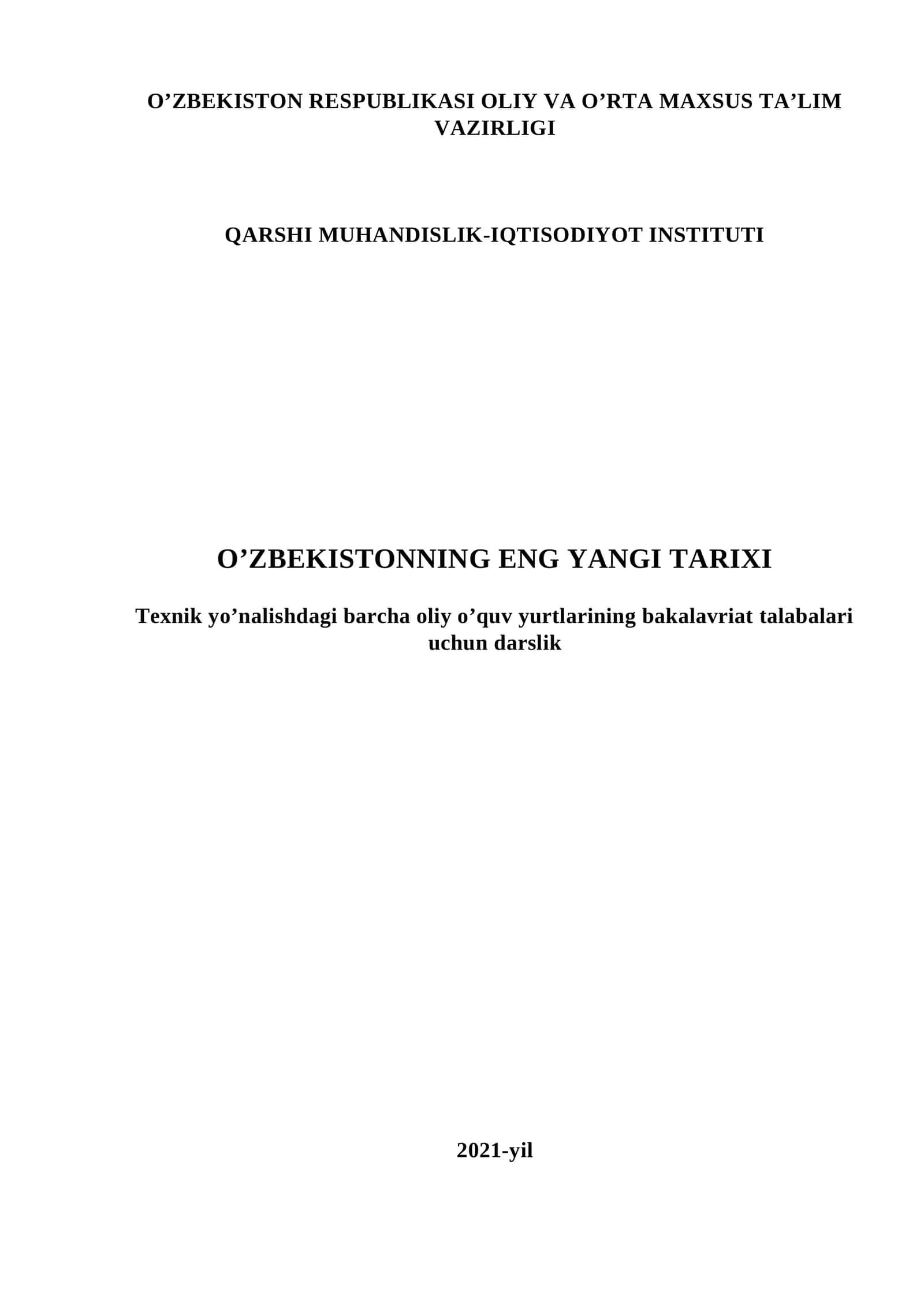 O’zbekistonning eng yangi tarixi 1