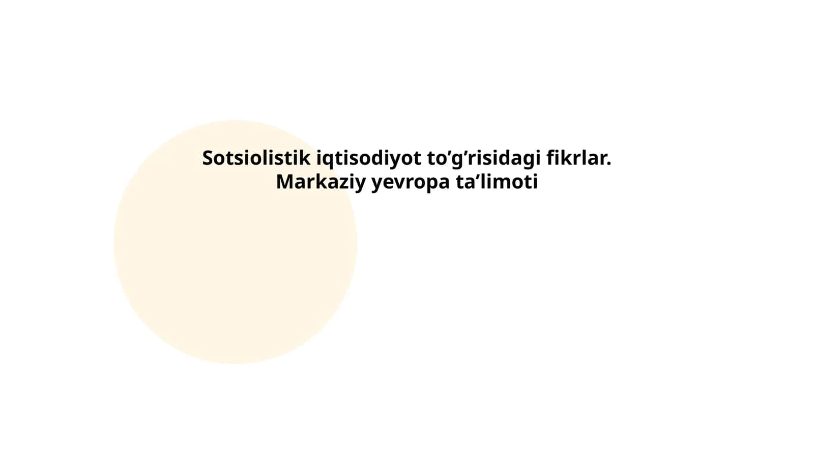 Sotsiolistik iqtisodiyot Markaziy yevropa ta’limoti 1