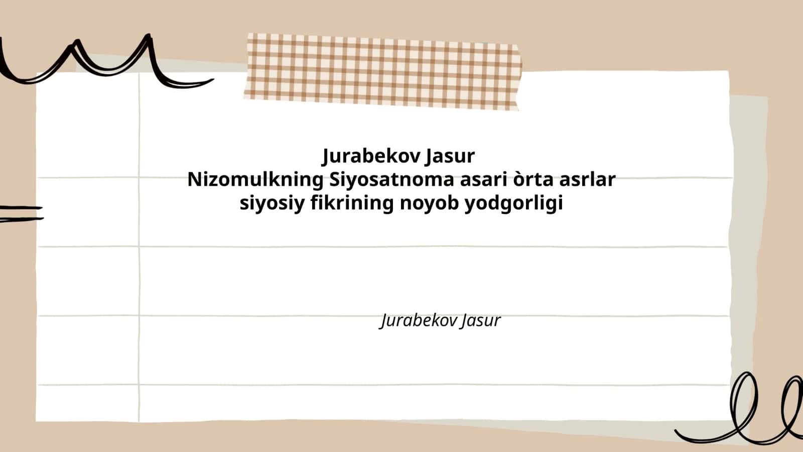 Nizomulkning Siyosatnoma asari òrta asrlar siyosiy fikrining noyob yodgorligi 1