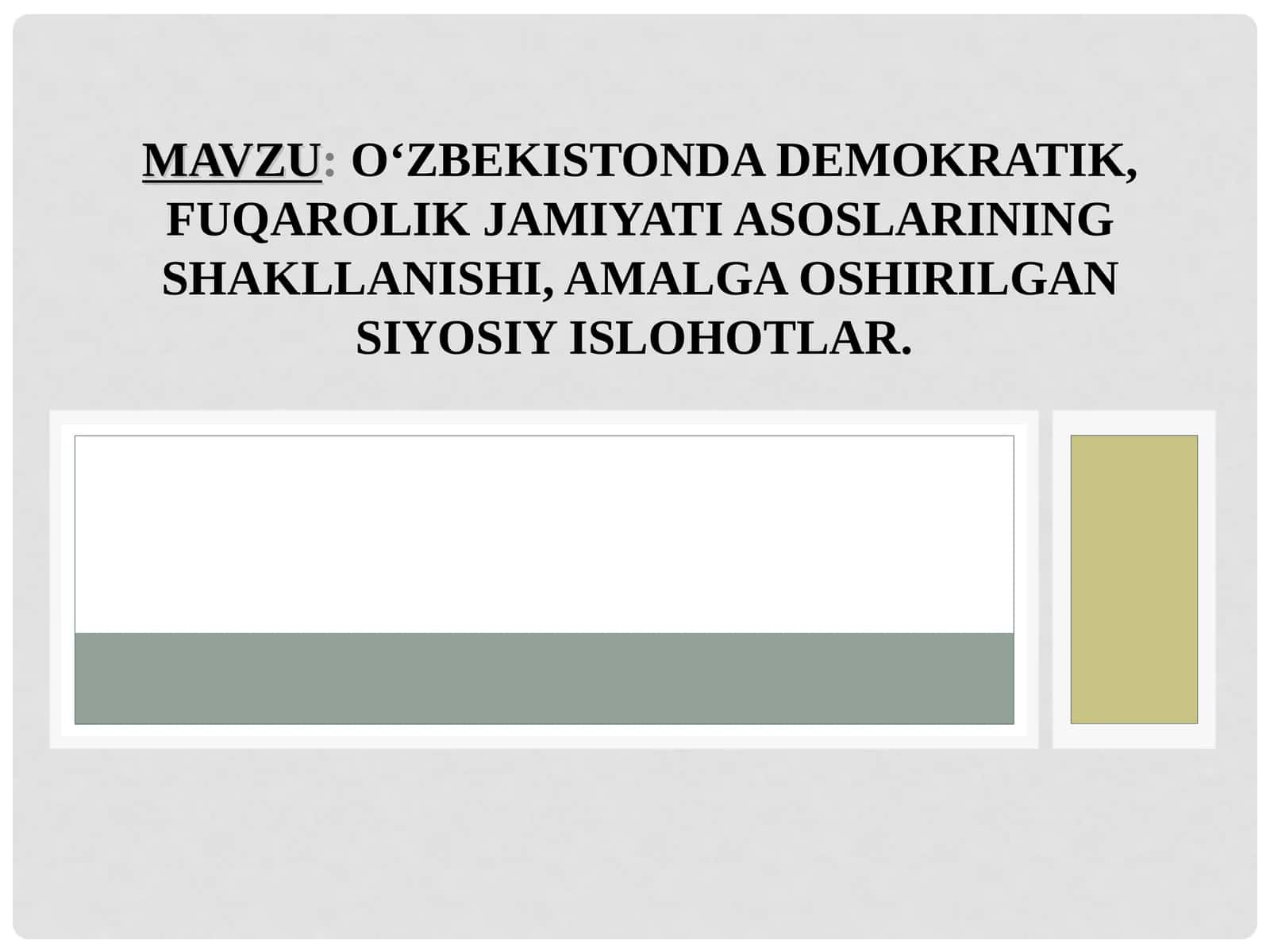 O‘zbekistonda Demokratik, Fuqarolik Jamiyati Asoslarining Shakllanishi, Amalga Oshirilgan Siyosiy Ishlotlar 1