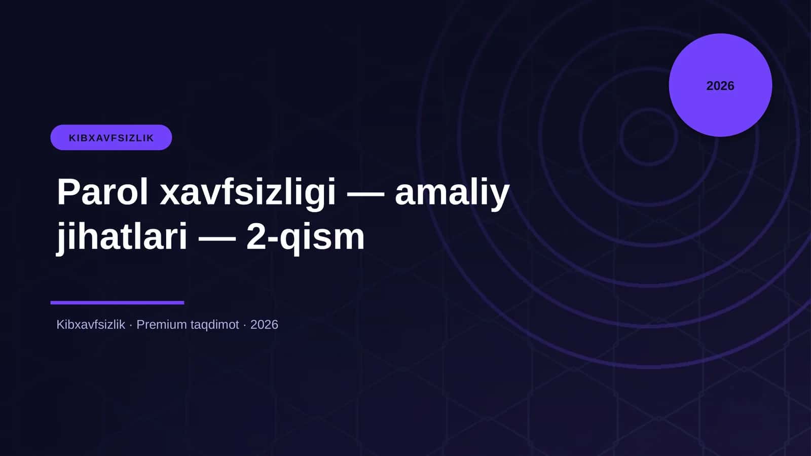 Parol xavfsizligi — amaliy jihatlari — 2-qism 1