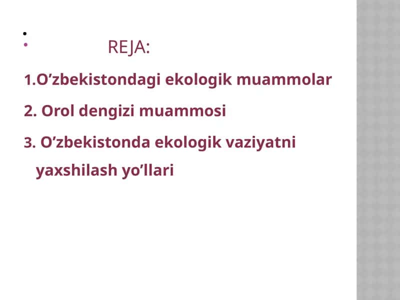 O’zbekistondagi ekologik muammolar 1