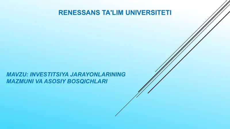 Investitsiya jarayonlarining mazmuni va asosiy bosqichlari 1