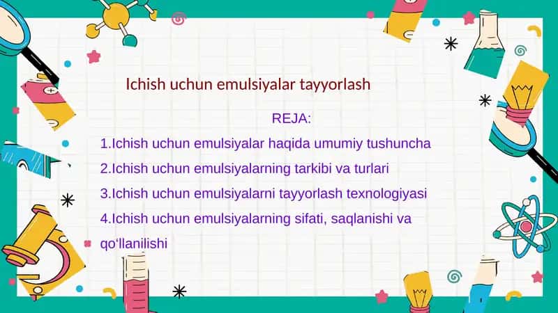 Ichish uchun emulsiyalar tayyorlash 1