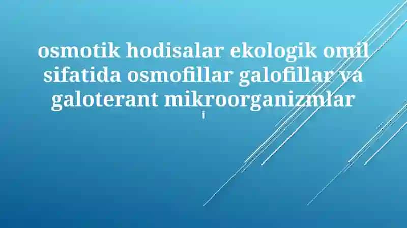 Halofillar, osmofilalar va galoterant mikroorganizmlar 1