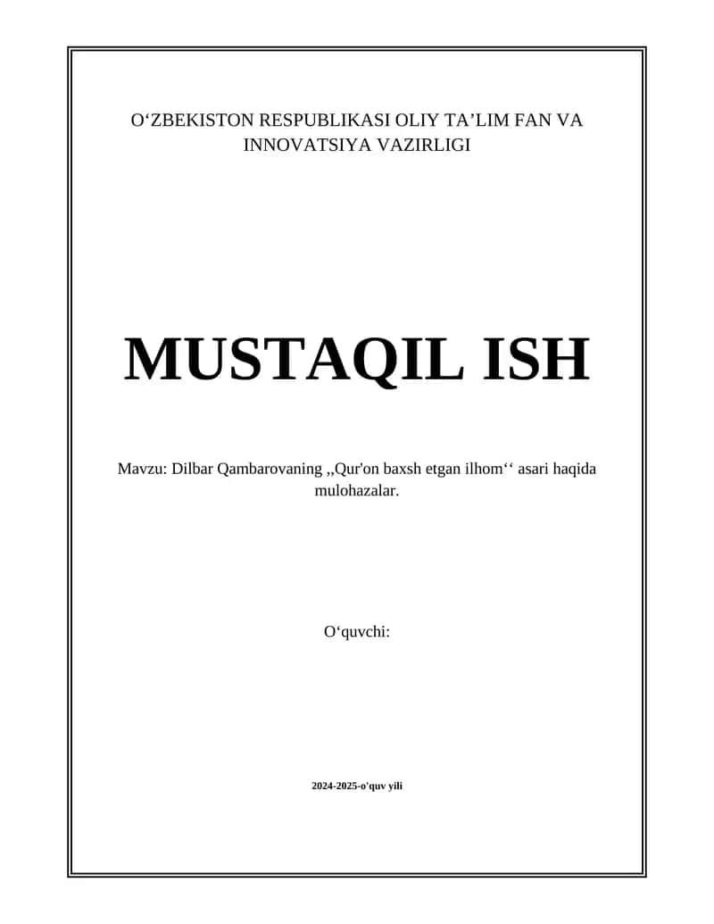 Qur'onning inson hayoti va ilhomi bilan bog'liq jihatlari 1