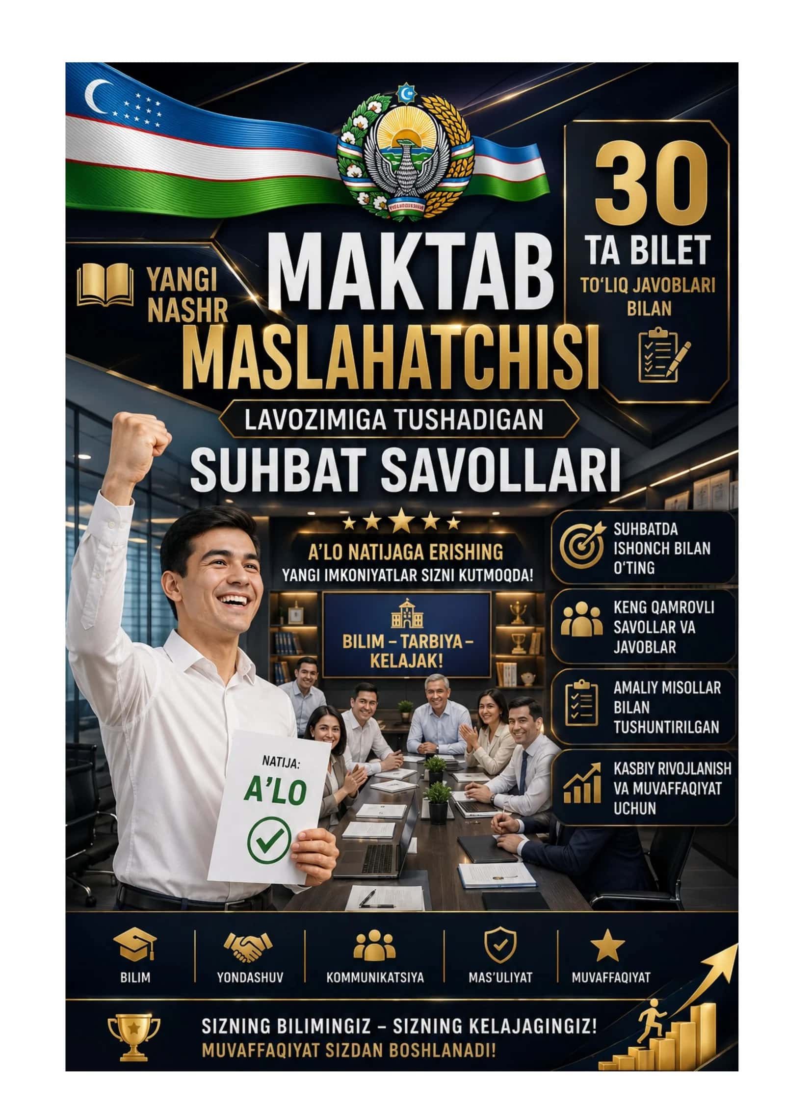 📘 💎 MAKTAB MASLAHATCHISI SAVOLLAR VA JAVOBLAR TO‘PLAMI (PREMIUM QO‘LLANMA) 1