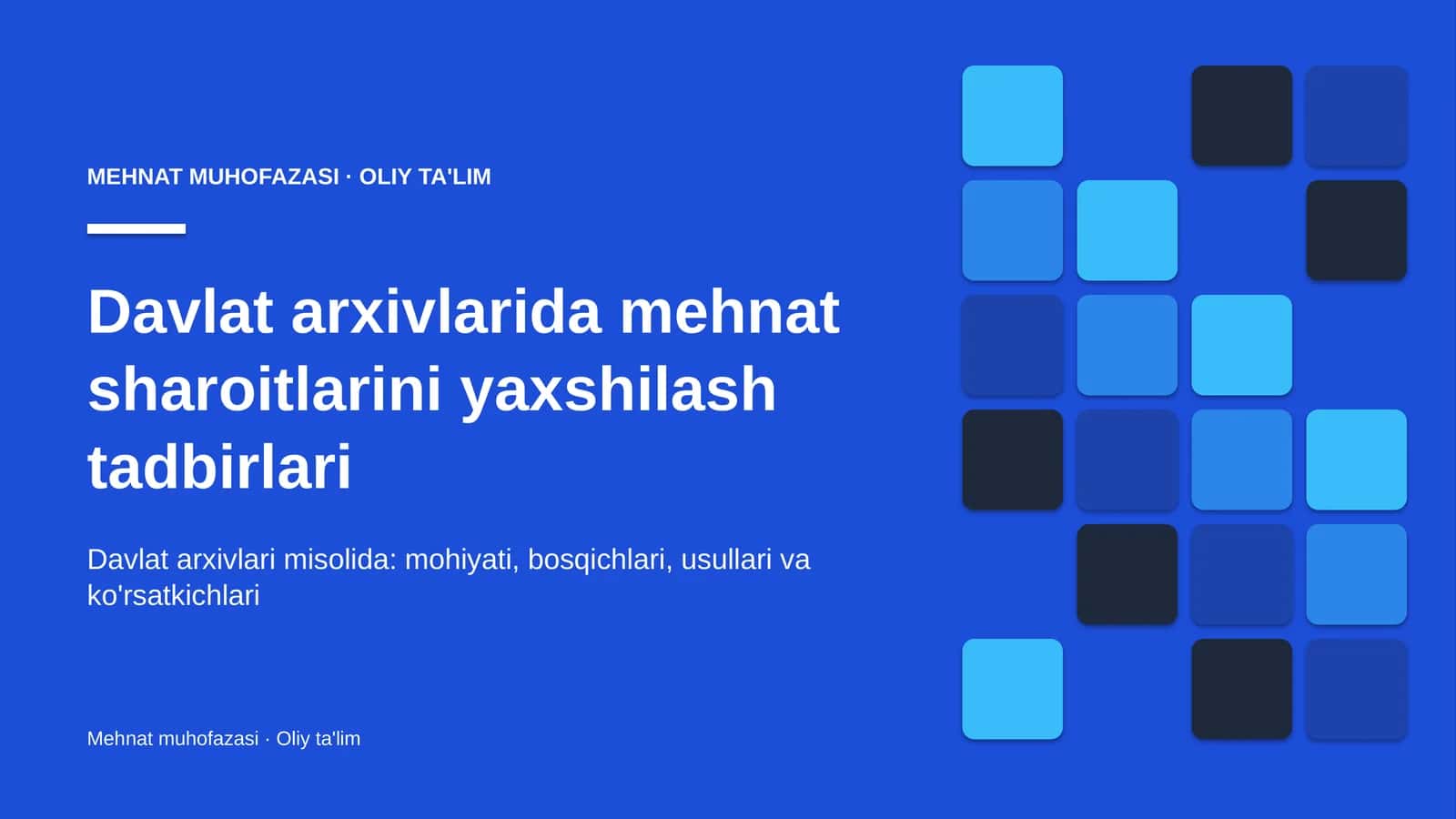 Mehnat muhofazasi · Oliy ta'lim 1