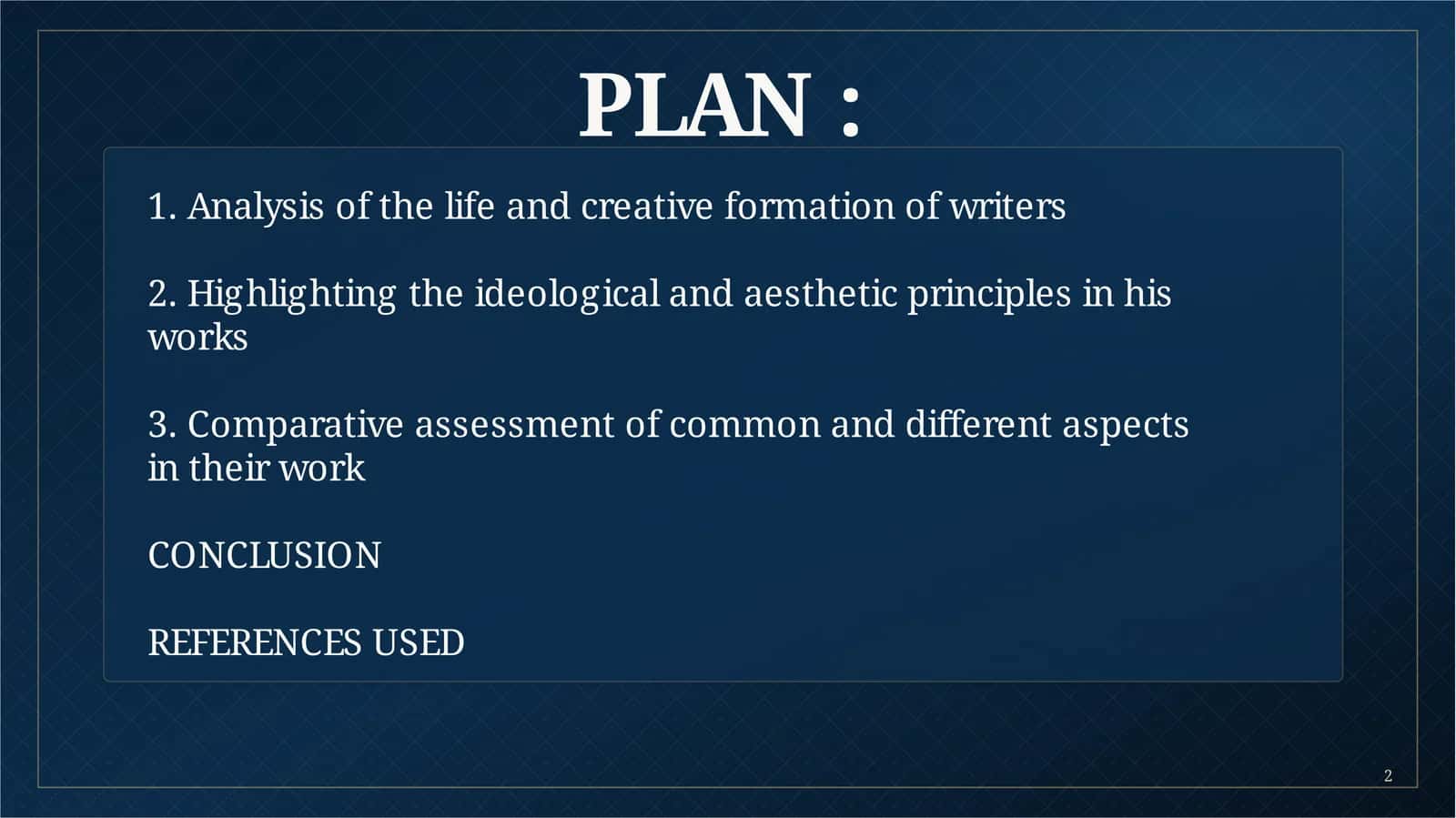 Analizning plani 1