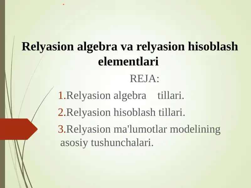 Relyasion algebra tillari 1