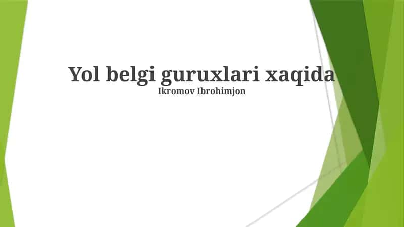 Yo'l belgilarining guruhlari 1