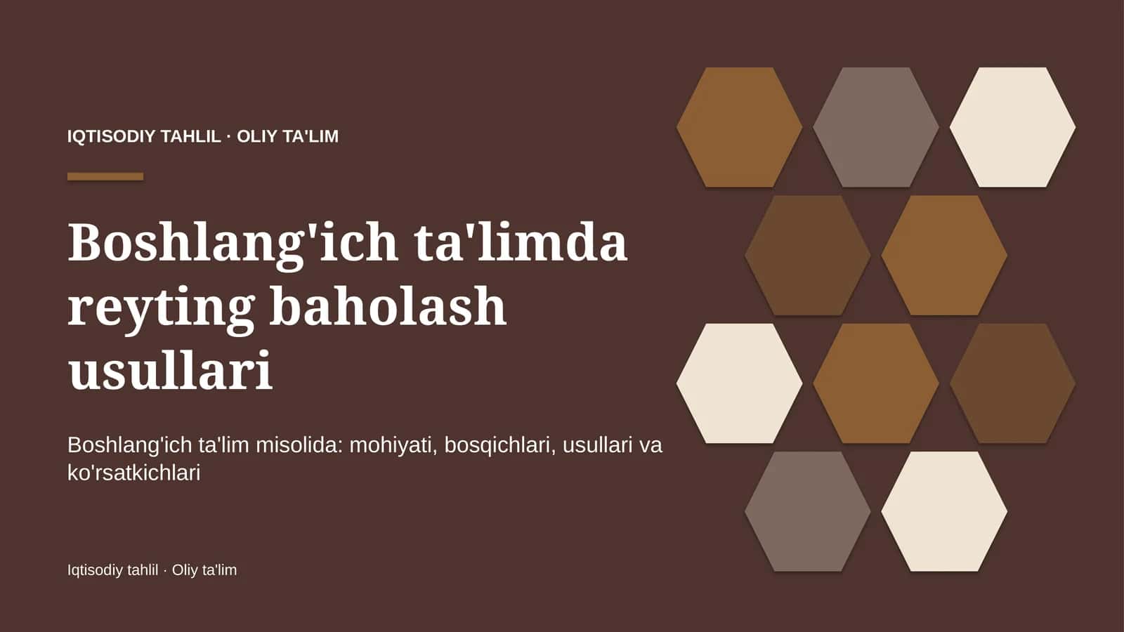 Boshlang'ich ta'limda reyting baholash usullari 1