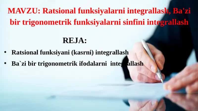 Ratsional funksiyalarni integrallash, Ba'zi bir trigonometrik funksiyalarni sinfini integrallash 1