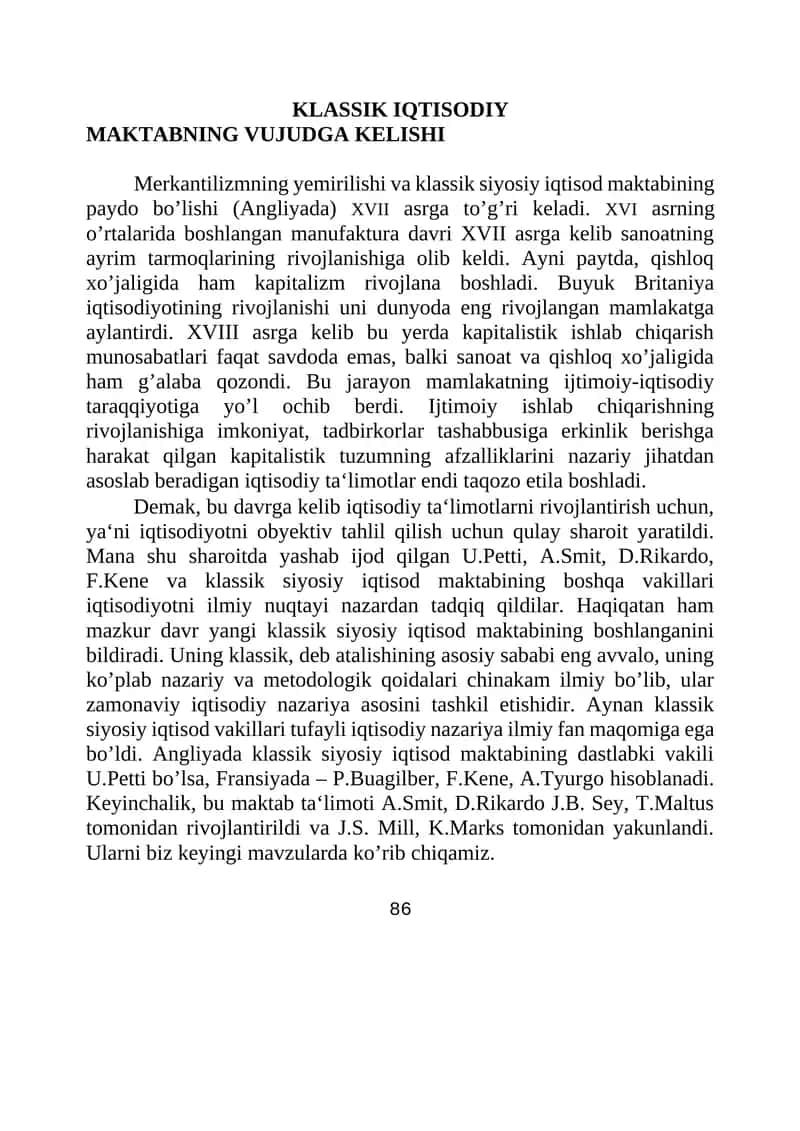 KLASSIK IQTISODIY MAKTABNING VUJUDGA KELISHI 1