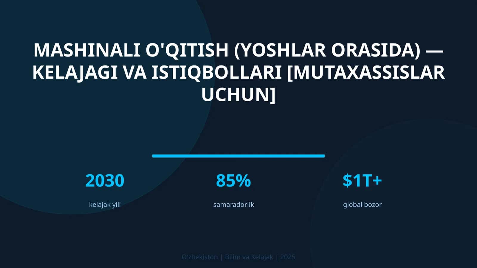 MASHINALI O'QITISH (YOSHLAR ORASIDA) — KELAJAGI VA ISTIQBOLLARI [MUTAXASSISLAR UCHUN] 1