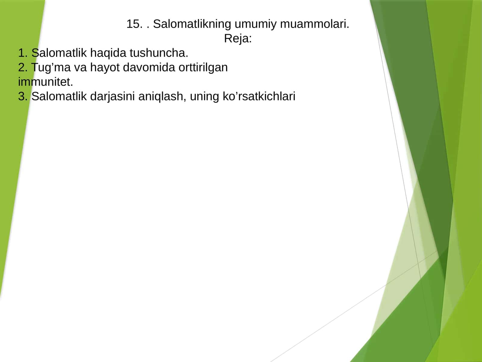 Salomatlikning umumiy muammolari 1