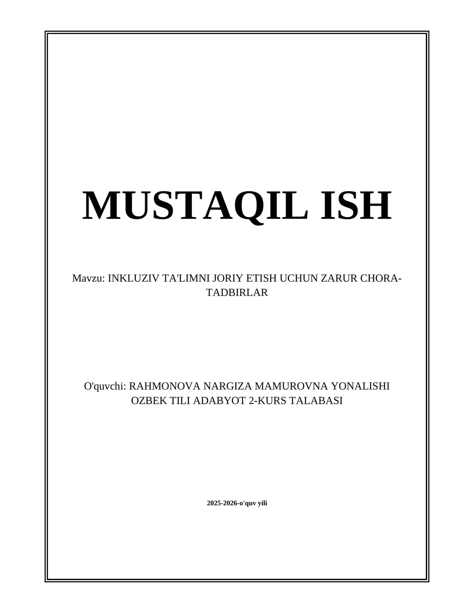 INKLUZIV TA'LIMNI JORIY ETISH UCHUN ZARUR CHORA-TADBIRLAR 1