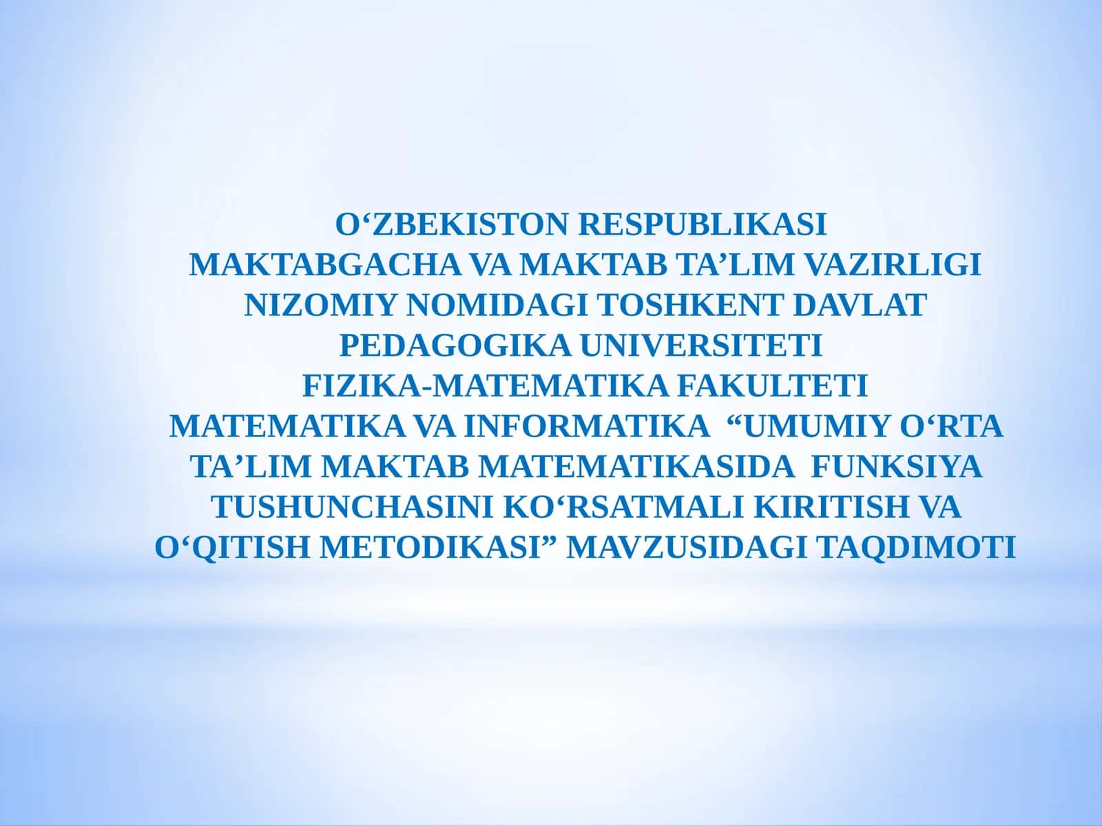 Umumiy oʻrta taʼlim maktab matematikasida funksiya tushunchasini koʻrsatmali kiritish va oʻqitish metodikasi 1