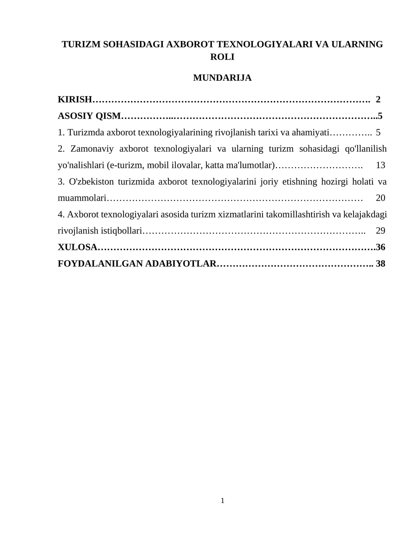 TURIZM SOHASIDAGI AXBOROT TEXNOLOGIYALARI VA ULARNING ROLI 1