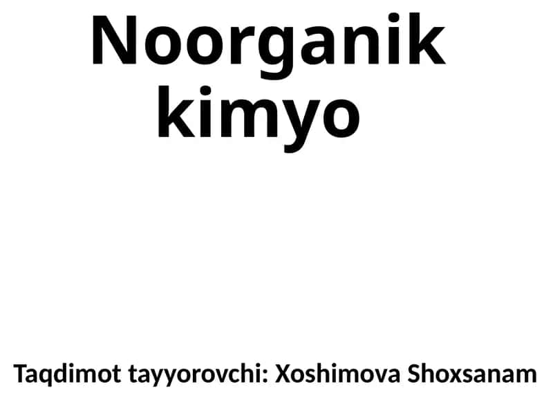 Noorganik kimyo 1