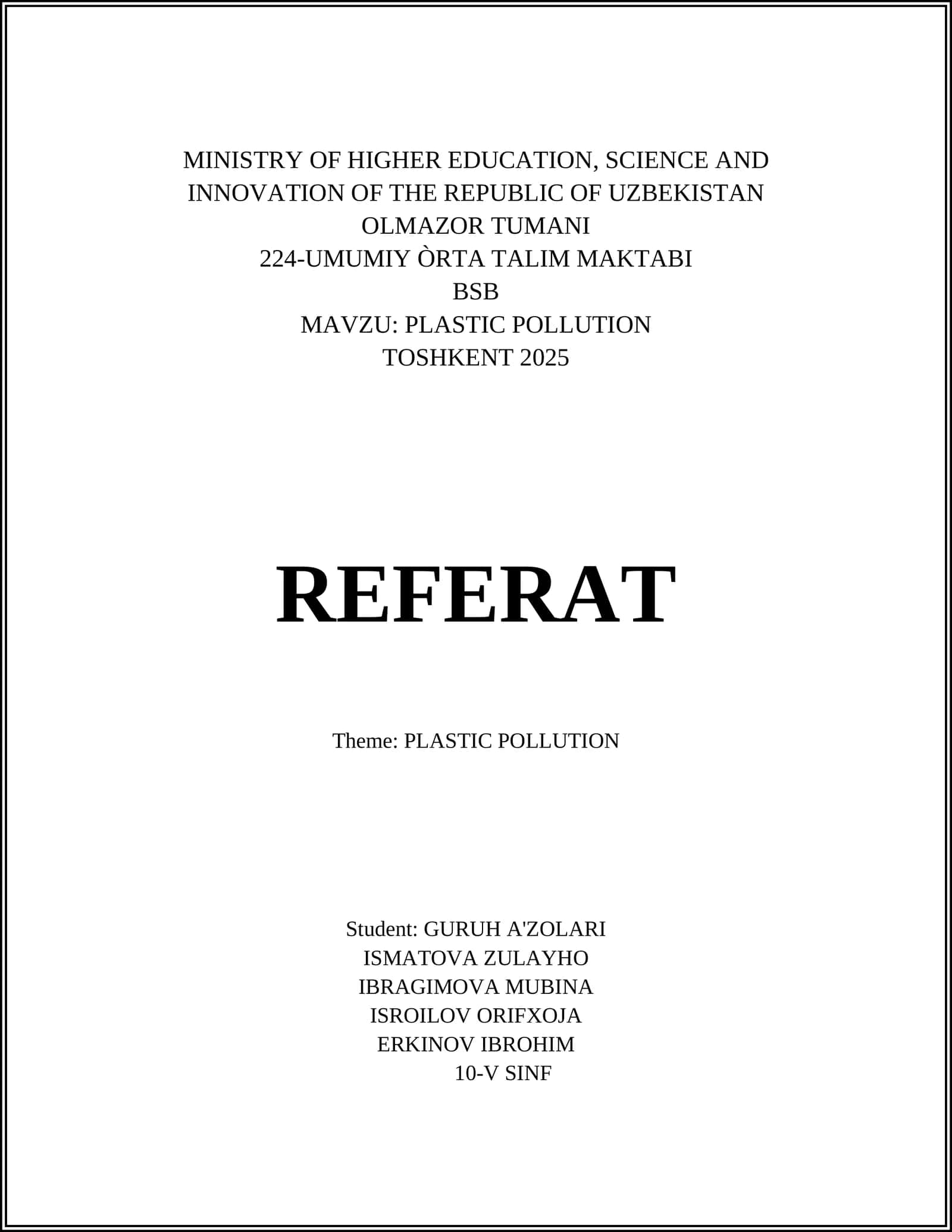 PLASTIC POLLUTION 1