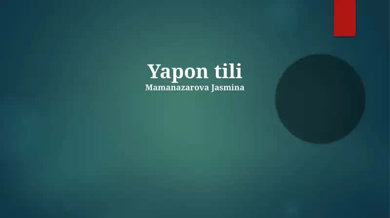 Yapon tili 1