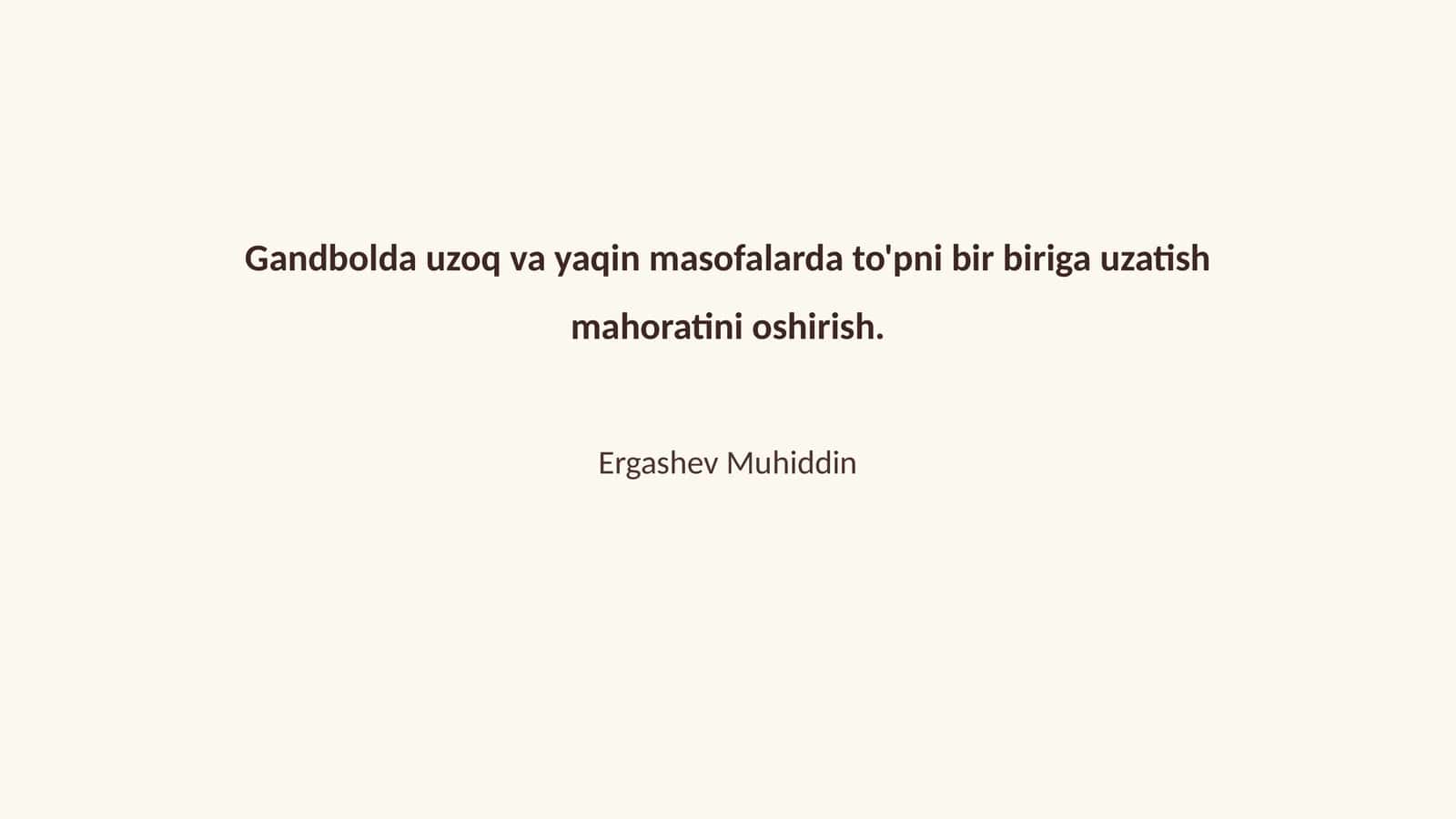 Gandbolda to'pni bir biriga uzatish mahoratini oshirish 1