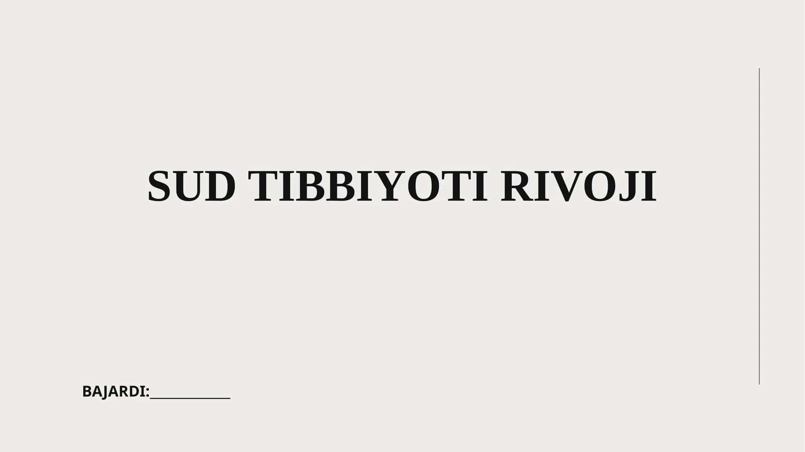 SUD TIBBIYOTI RIVOJI 1