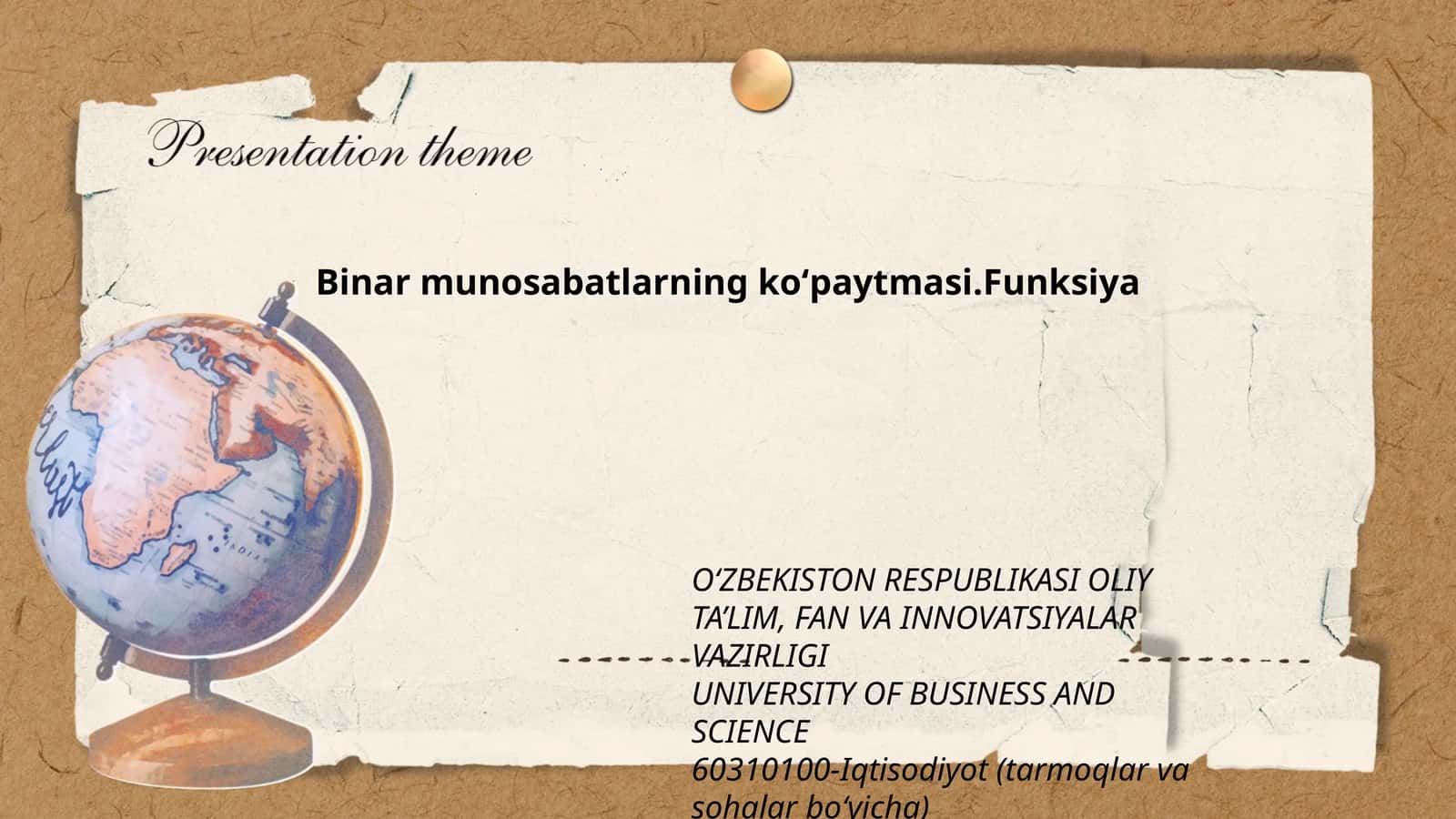 Binar munosabatlarning koʻpaytmasi.Funksiya 1