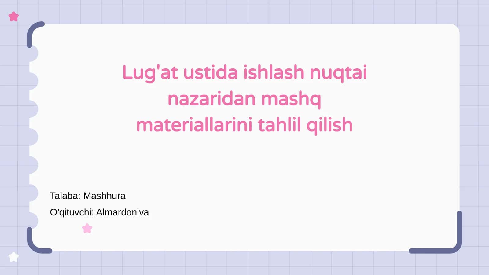 Lug'at ustida ishlash 1